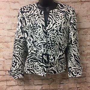 Liz Claiborne Animal Print Blazer Jacket Size 12P